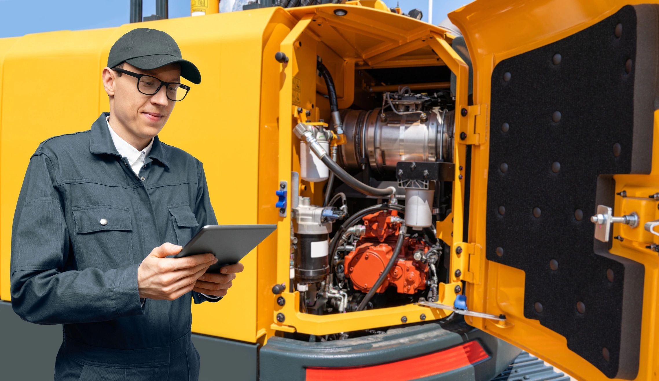 Technicians collaborating on a machinery project